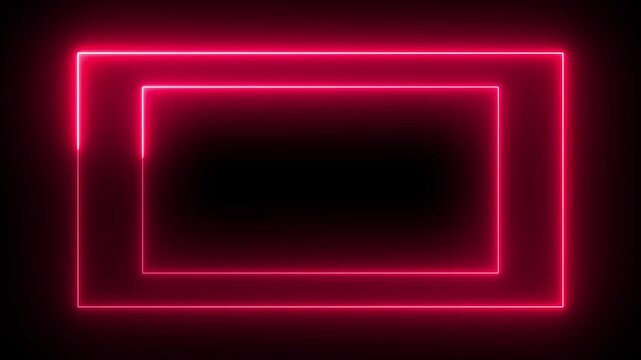 Two neon light rectangles glow vibrantly against a black backdrop 4k