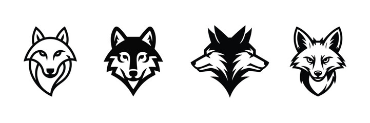 Collection of four different wolf head logos © MdBillal