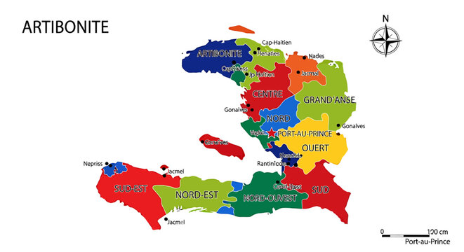 Map of Haiti showing Artibonite department and other regions.