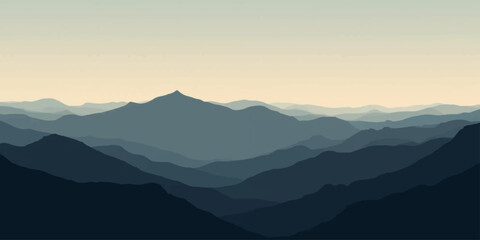 Fototapeta premium A breathtaking panorama of layered mountain ranges. the image exudes tranquility and a sense of vastness.
