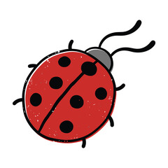 Obraz premium Red ladybug with black spots on white background