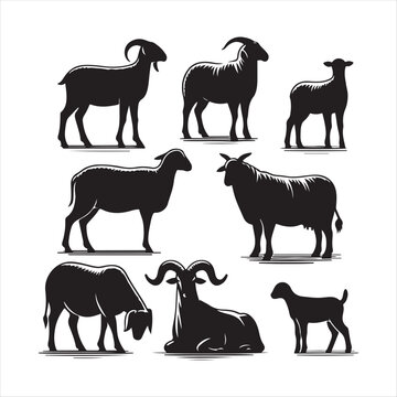 qurbani animals vector silhouette  outline logo design concept illustration idea