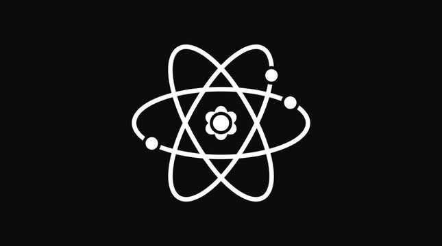 An illustration of an atom symbol appears on a black background in Pedro Tavi's work.