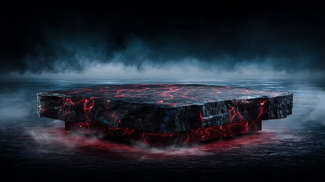 Dramatic aerial view of a red and black cargo ship sailing through dark stormy ocean waters