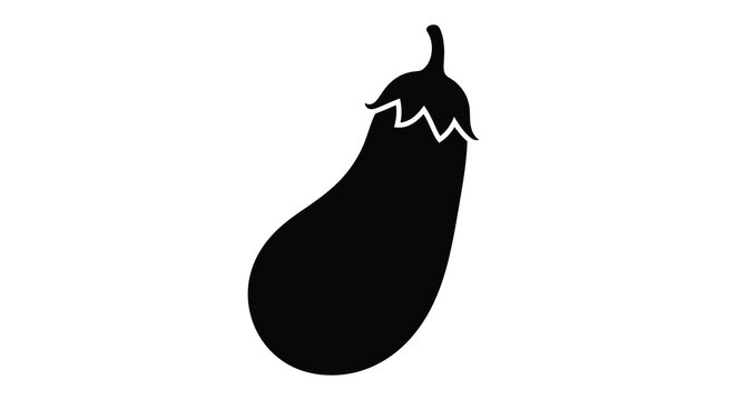 Simple black silhouette of an eggplant a dark purple vegetable