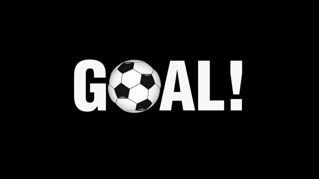 4K goal text animation transparent alpha channel with type rage motion. Professional broadcast-ready text with rapid typewriter and aggressive slam effect.