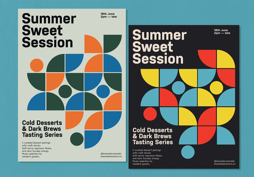 Summer Swiss Geometric Poster Layout