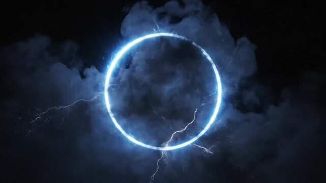 Glowing blue ring with lightning storm.