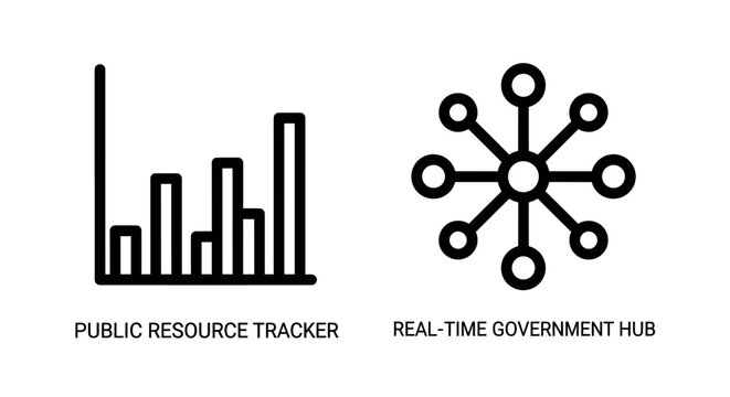 Public resource tracker and real-time government hub icons with resource