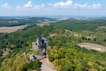 Fototapeta premium Hollókő village in Hungary, traditional rural architecture and UNESCO heritage site landscape