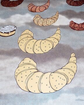 illustration of pastries on a textured background