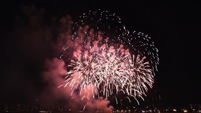 Vibrant Fireworks Display at Nighttime Celebration.