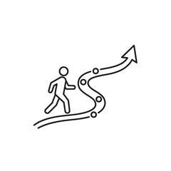 Fototapeta premium A person running up a winding arrow.