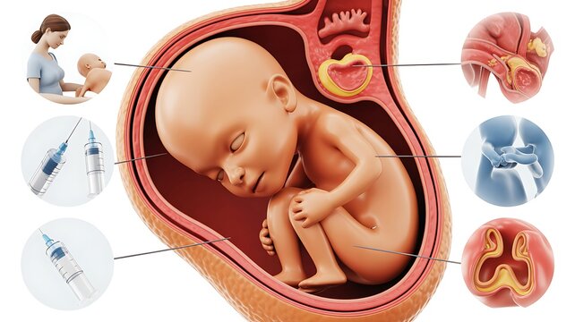 Developing fetus and rubella virus. Congenital rubella syndrome, associated birth defects microcephaly, heart, hearing loss. Pregnancy, prenatal care, vaccination to prevent rubella infection.