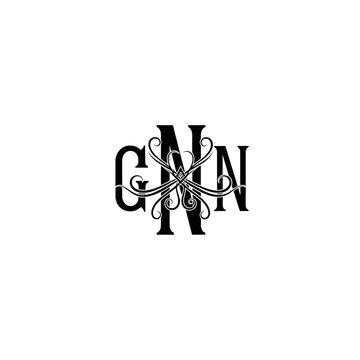 Monogram letter GNN ornate design.