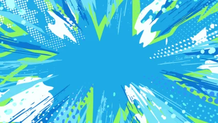 Fotobehang Pop Art 液体の爆発の背景イラスト_16:9  © ふわぷか