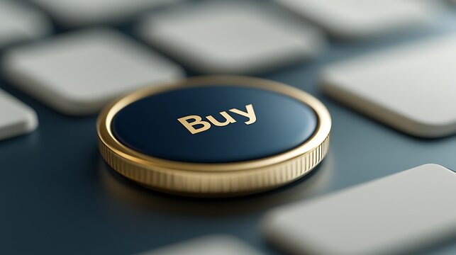 Buy button on computer keyboard for online shopping and digital commerce transactions