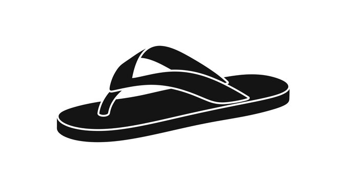 A black and white silhouette of a single flip flop sandal