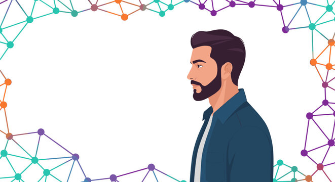 This colorful, abstract image evokes the feeling of interconnectedness and digital communication. Ideal for illustrating concepts like networking, dat