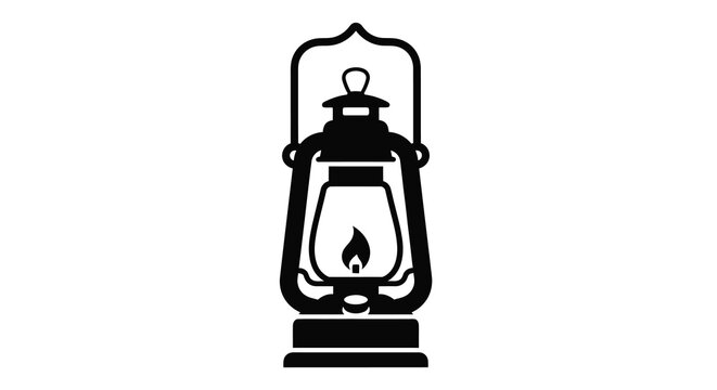 A simple black silhouette of an old fashioned kerosene lantern