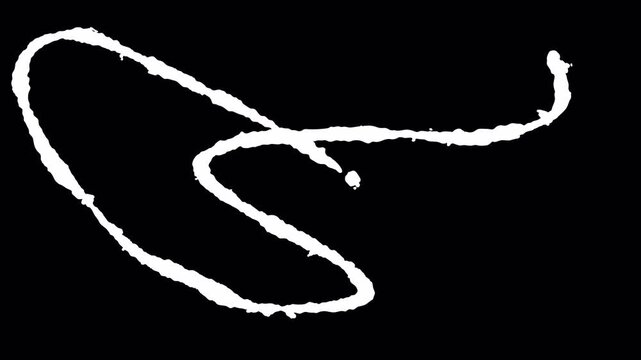 White line curves gracefully against a solid black background