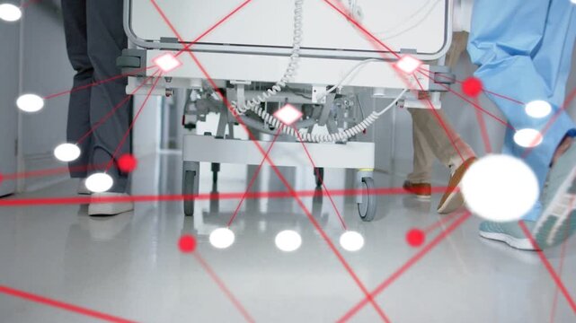 Turbaned doc opening eyes activating red-white overlay checking patient pushing gurney OR prepping