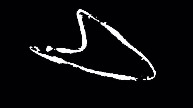 White brush stroke dances across stark black background