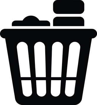 Minimalist trash bin vector illustration featuring wastebasket silhouette discard delete recycle cleanup digital design collection