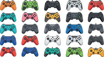 Game controller vector set with colorful console gamepads featuring different styles modern gaming devices illustration collection © EdGe Creative