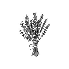 Fototapeta premium A bouquet of lavender flowers tied with ribbon.