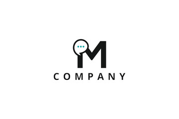 Fototapeta premium chat bubble message letter m abstract business logo minimalist template