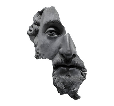  Broken classical statue head fragment surreal art PNG transparent background