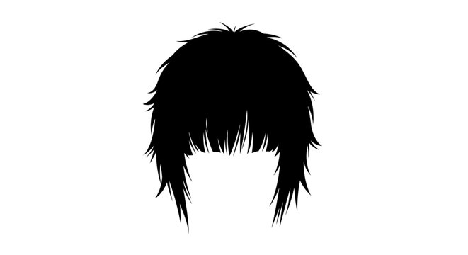 Black hairstyle with jagged edges presented as a striking silhouette