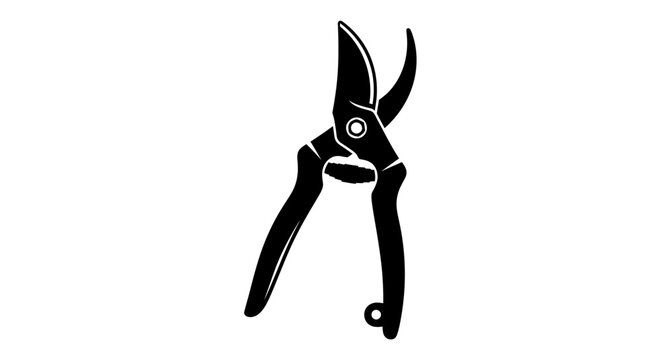 Black pruning shears isolated on a white background silhouette