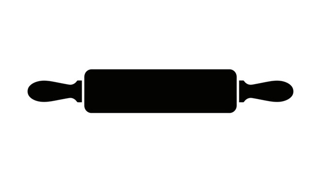 Simple black rolling pin graphic with a stark silhouette