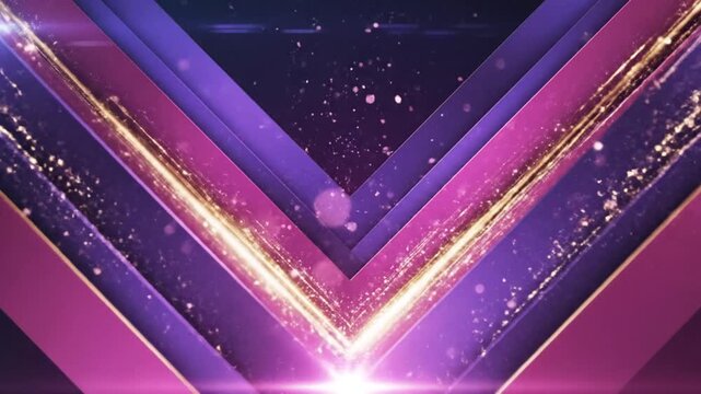 Purple and pink chevron stage background with golden light trails