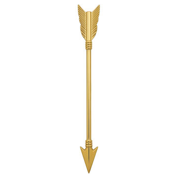 Golden arrow with feather detailing and sharp tip