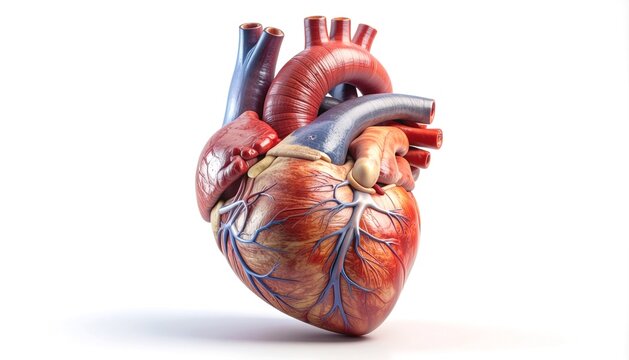 Human Heart Cutaway Showing Hypertrophic Cardiomyopathy Thickened Walls Isolated on White