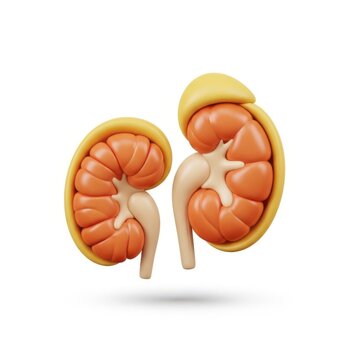 Anatomical illustration of human kidneys showing internal structures and renal anatomy