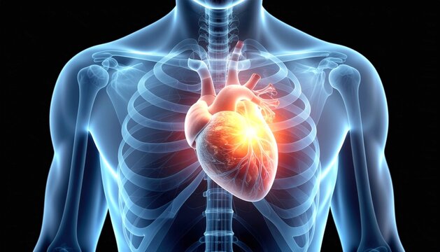 Human Heart with Inflamed Pericardium Pericarditis Medical Illustration