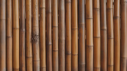 Naklejka premium Bamboo tubes fence texture background banner green and brown