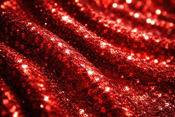 Obraz premium Detailed shot of shimmering red sequin material for celebration wear