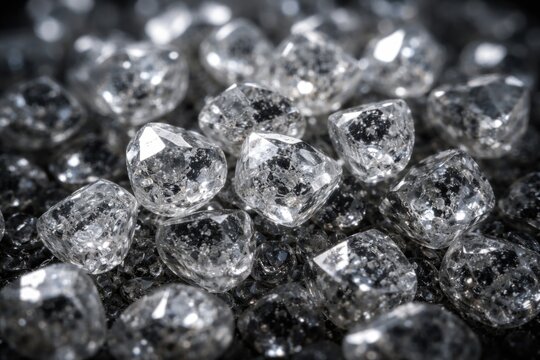 Cluster of small white diamonds exhibiting visible flaws and imperfections