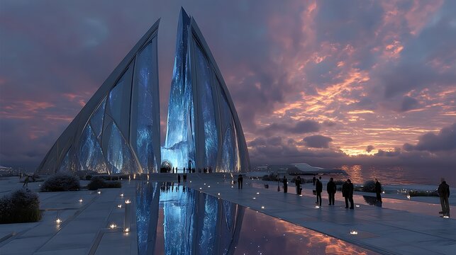 Futuristic Colossal Spire Monument Alloy Glass high resolution picture
