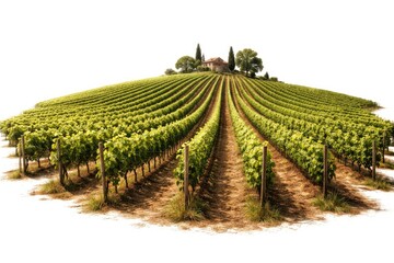 Naklejka premium Single vineyard landscape isolated against a plain white background