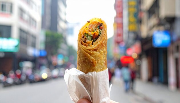 Indian Kathi Roll Wrapped Street Style Close Up