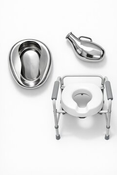 Bedpan, Urinal, and Commode Chair for Elderly Healthcare: Medical Sanitation, Disability Mobility Assistance, Nursing Equipment, Hygiene Accessibility for Geriatric Patients in Hospital Care Settings