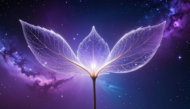 Ethereal fractal bloom of light unfurling in a cosmic nebula background, illuminating the universe with its glow