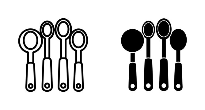 Measuring spoons icon set for kitchen cooking and baking