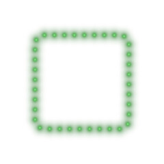 Obraz premium Green neon square border isolated design element PNG